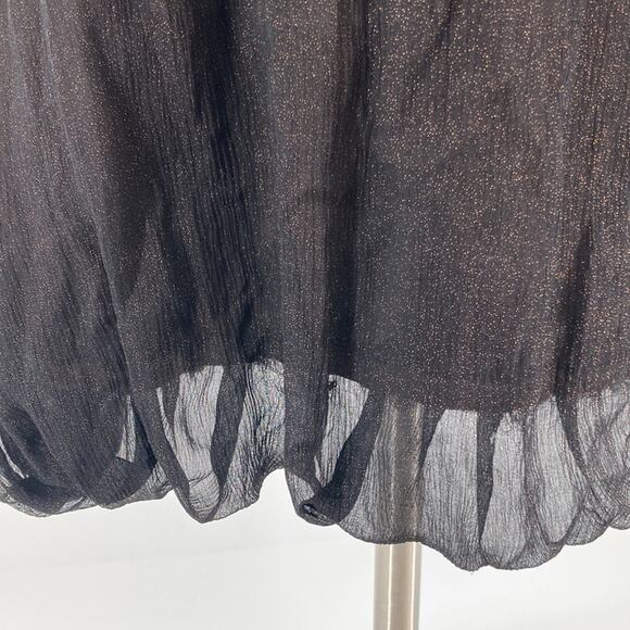 ABS Womens Brown Sleeveless Silk Dress Balloon Hem Sequined Bodice Size 6 New - Picture 12 of 16